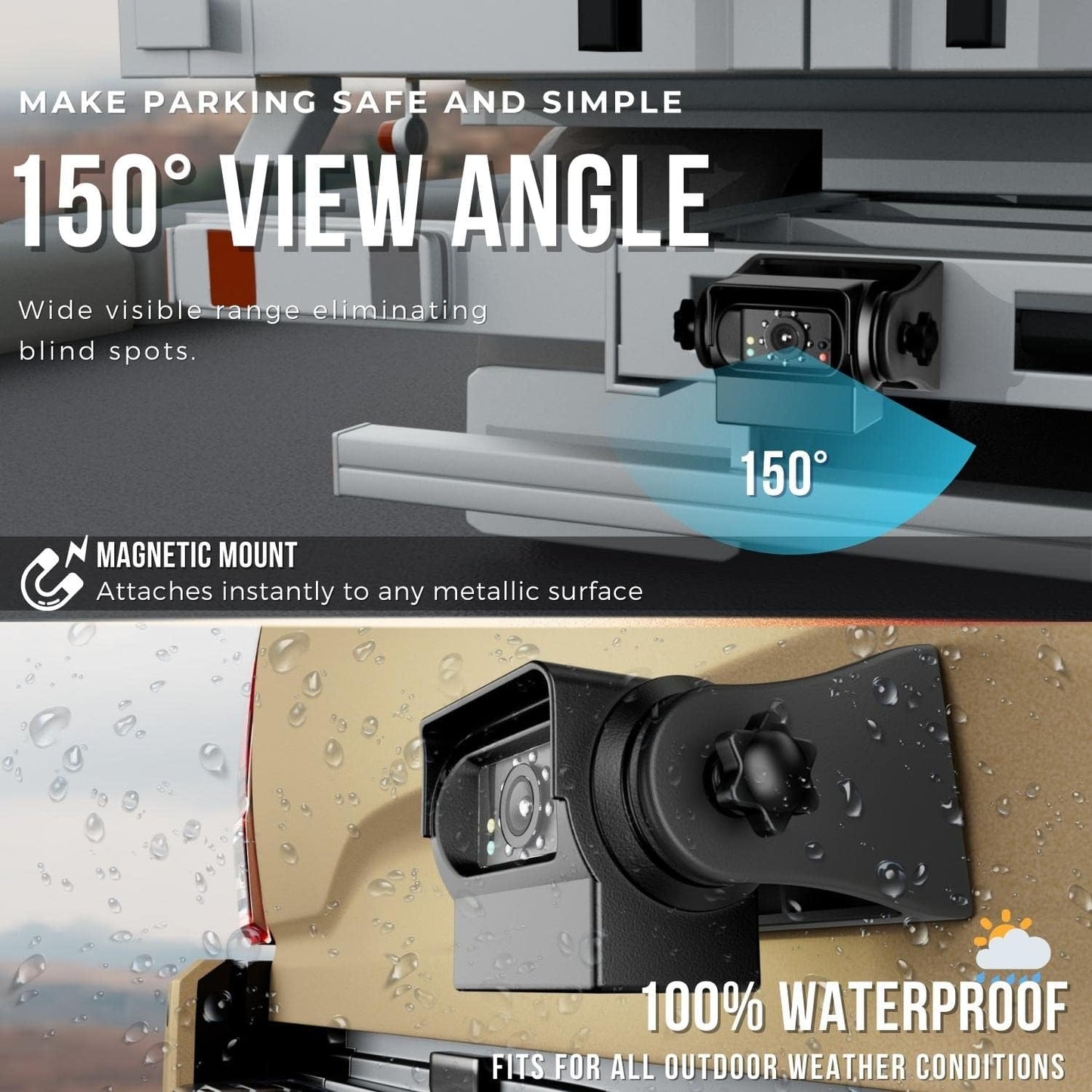 EW-B502APP WiFi Magnetic Hitch Wireless Backup Rear/Front View Camera