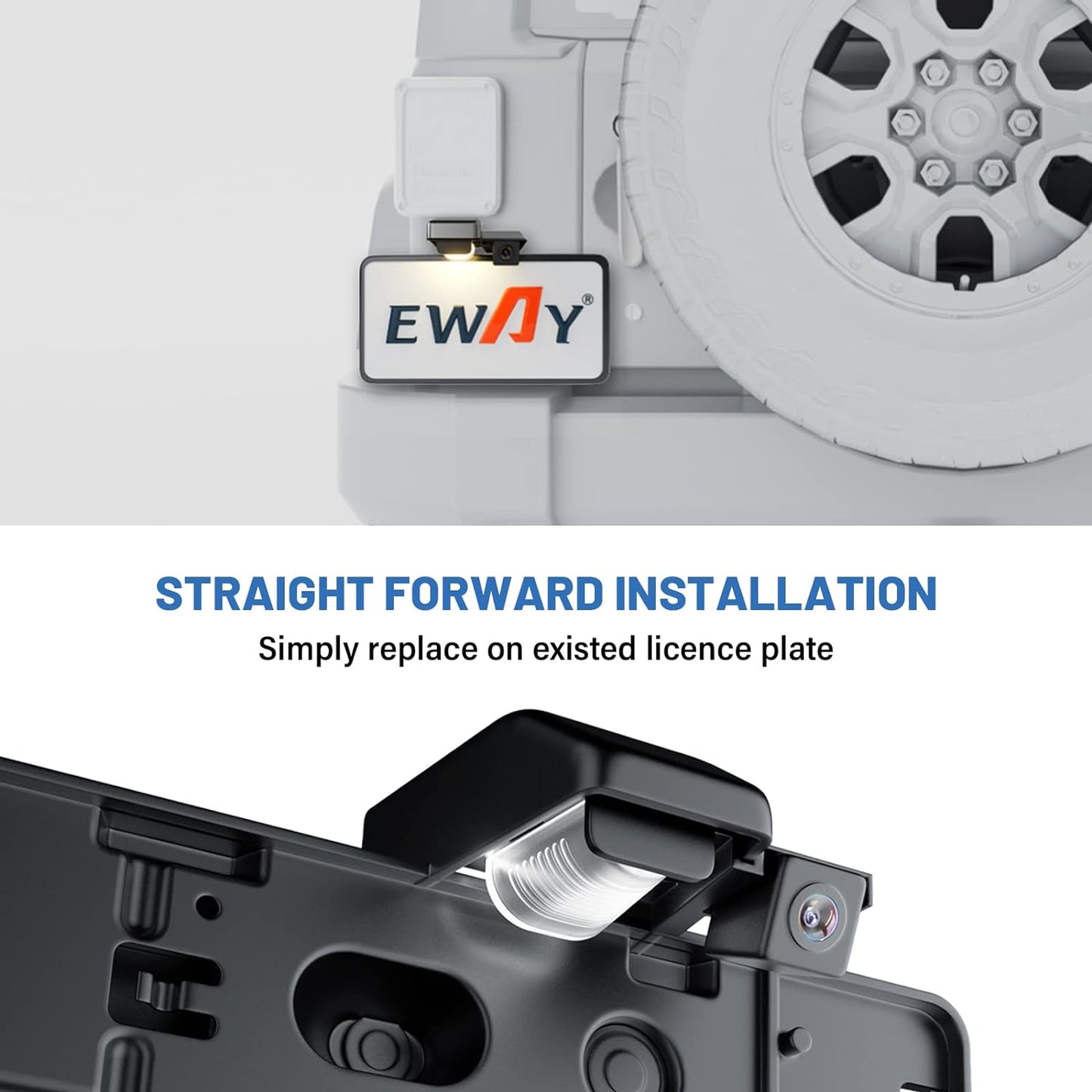 EW-004 License Plate Backup Reverse Camera for Jeep Wrangler