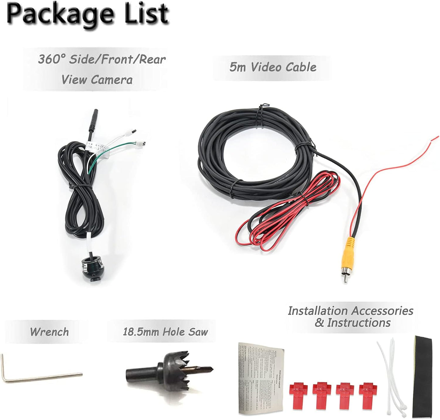 EW-U008 Mini Universal 360° Backup Rear Front Side View Car Camera