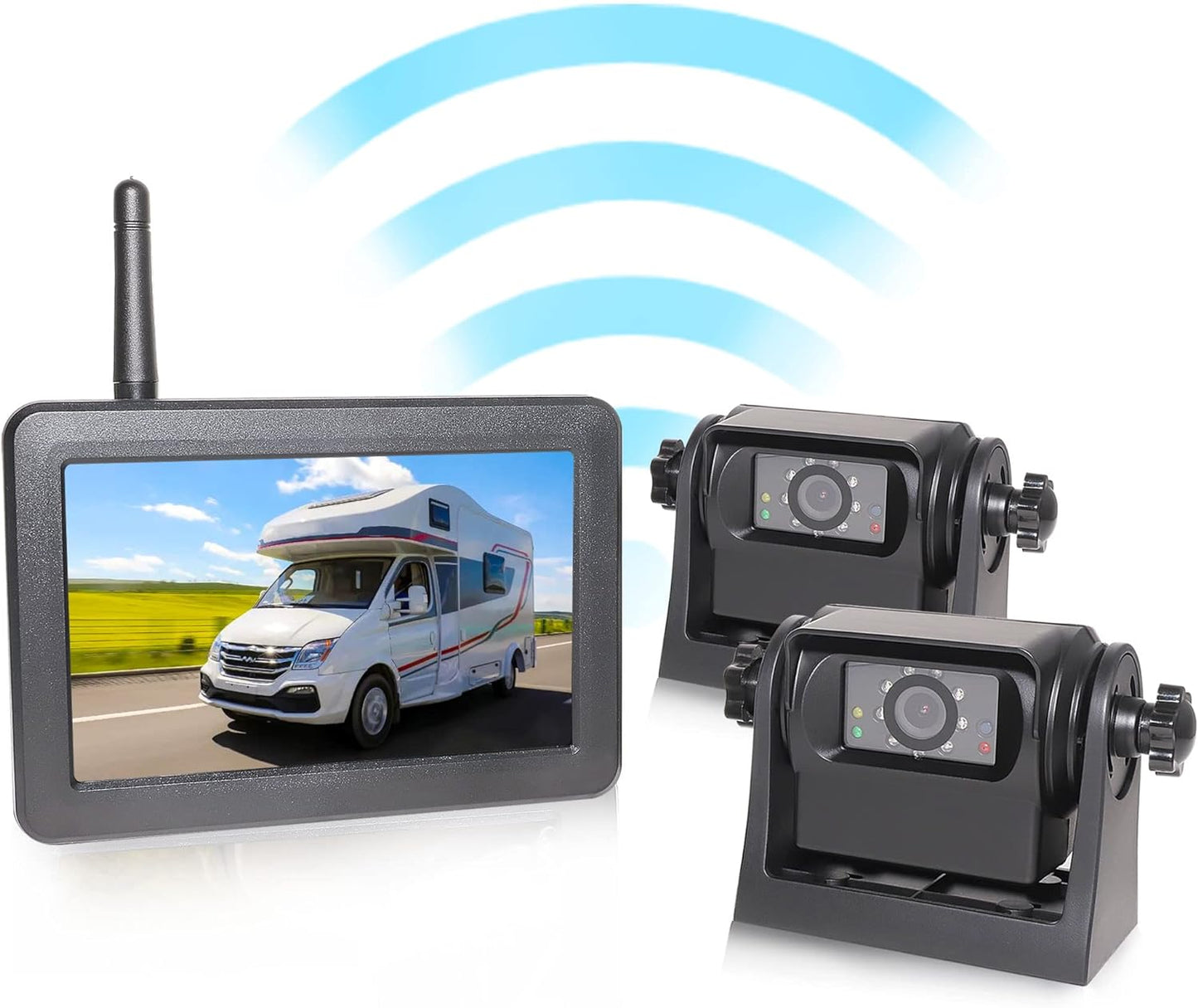 EW-502KIT2 Magnetic Wireless Backup Cameras HD 1080P with 5" Split Screen Monitor
