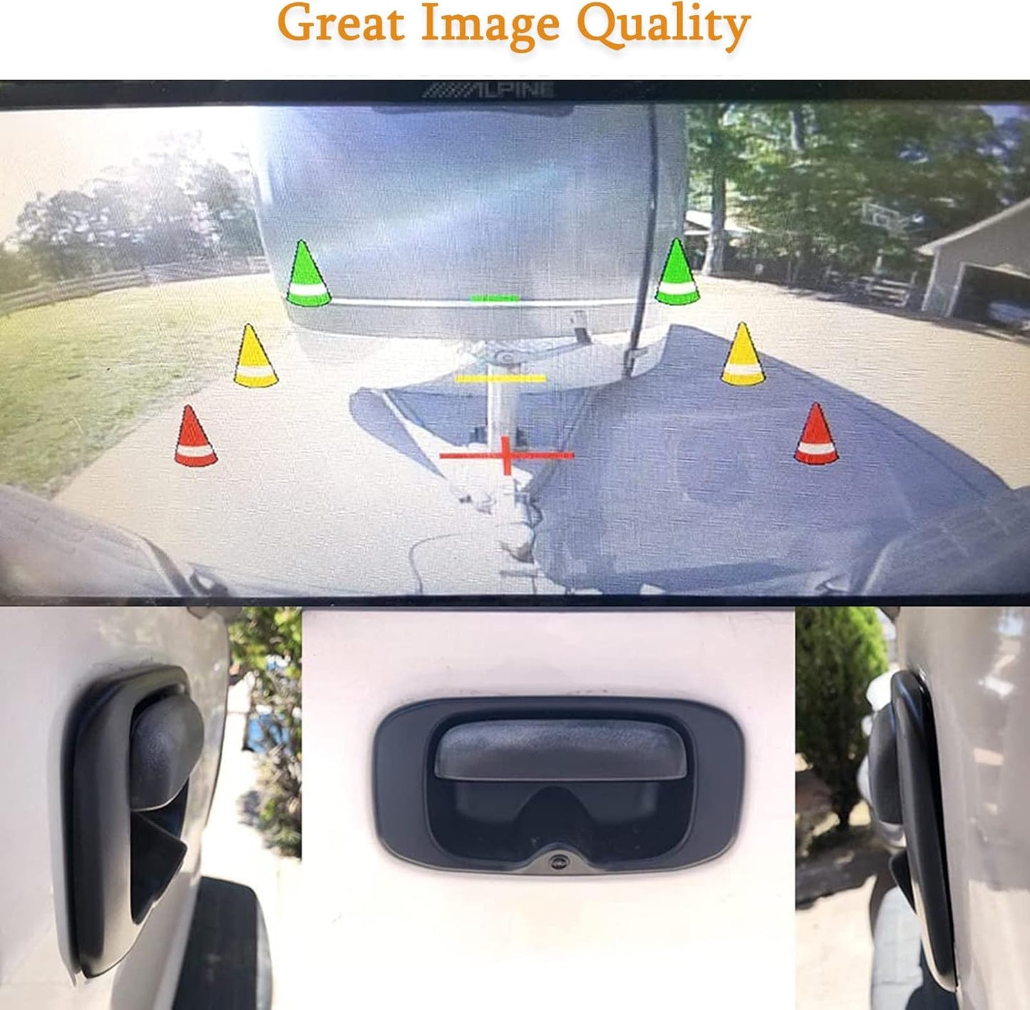 EW-MM02T109KIT Tailgate Handle Backup Camera with 4.3'' Rear View Mirror Monitor Kit