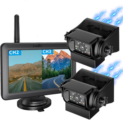 EW-502KIT2 Magnetic Wireless Backup Cameras HD 1080P with 5" Split Screen Monitor