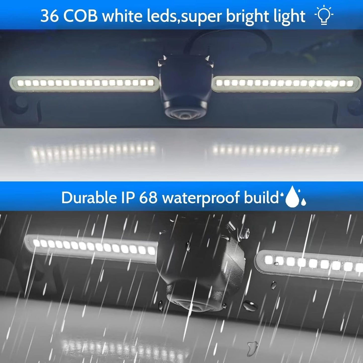 EW-L002 License Plate Backup Camera with LED Reversing Light Bar