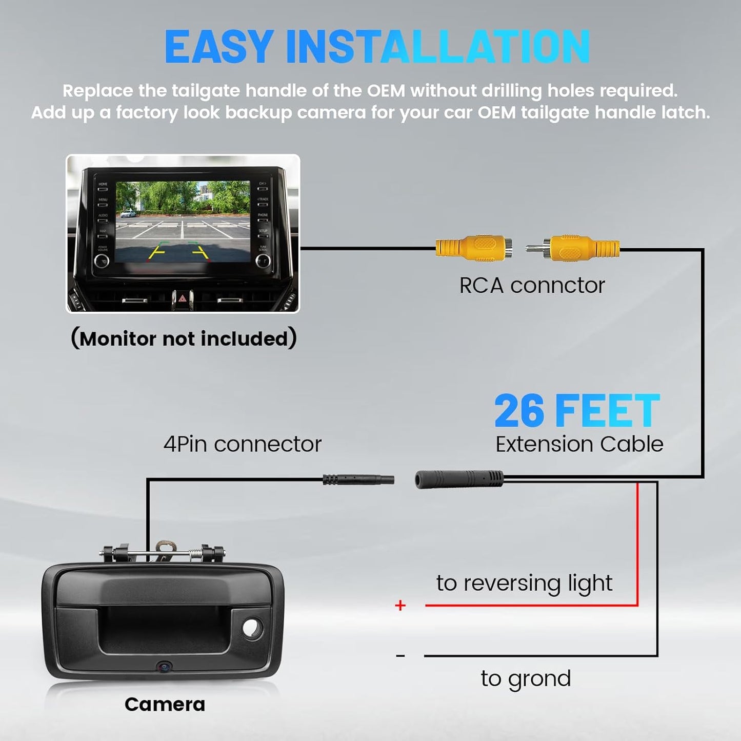 EW-T110 Rear View RCA Camera Tailgate Latch w/Key Hole