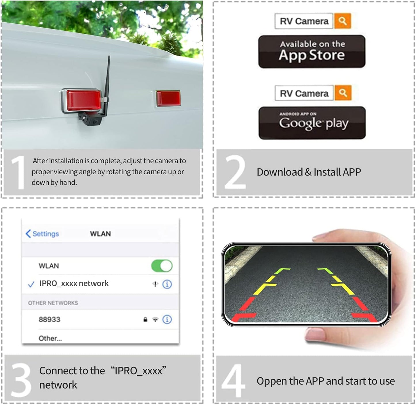 EW-U001 WiFi Wireless RV/Trailer Backup Camera with Mount