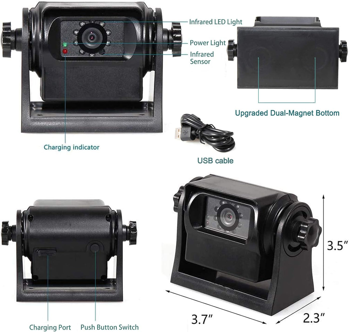 EW-B502APP WiFi Magnetic Hitch Wireless Backup Rear/Front View Camera