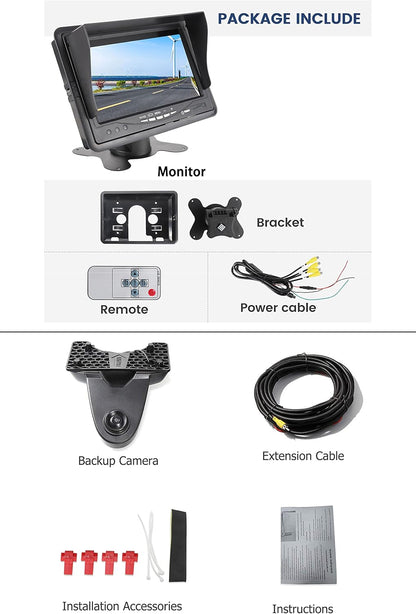 EW-M702U009KIT High Top Roof Mount Third Brake Light Backup Camera with 7'' TFT LCD Monitor