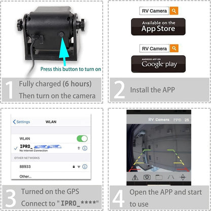 EW-B502APP WiFi Magnetic Hitch Wireless Backup Rear/Front View Camera