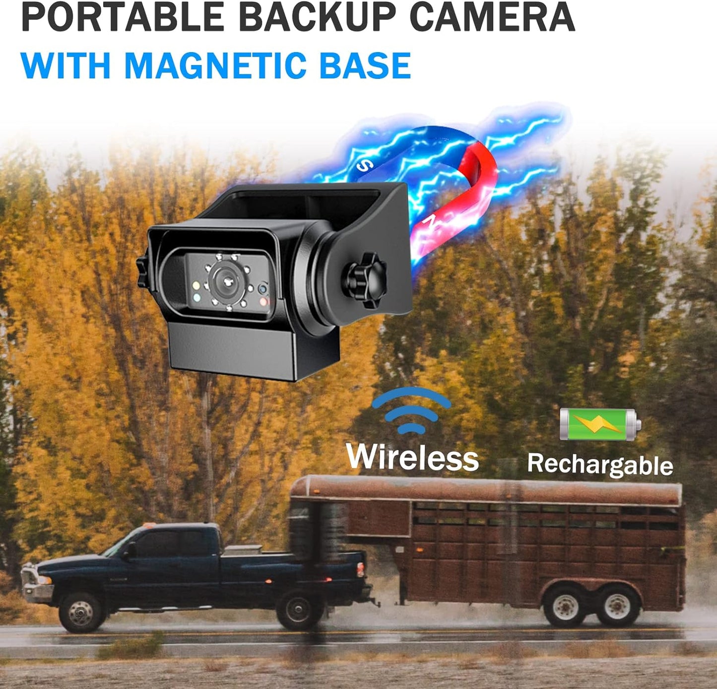 EW-B502APP WiFi Magnetic Hitch Wireless Backup Rear/Front View Camera