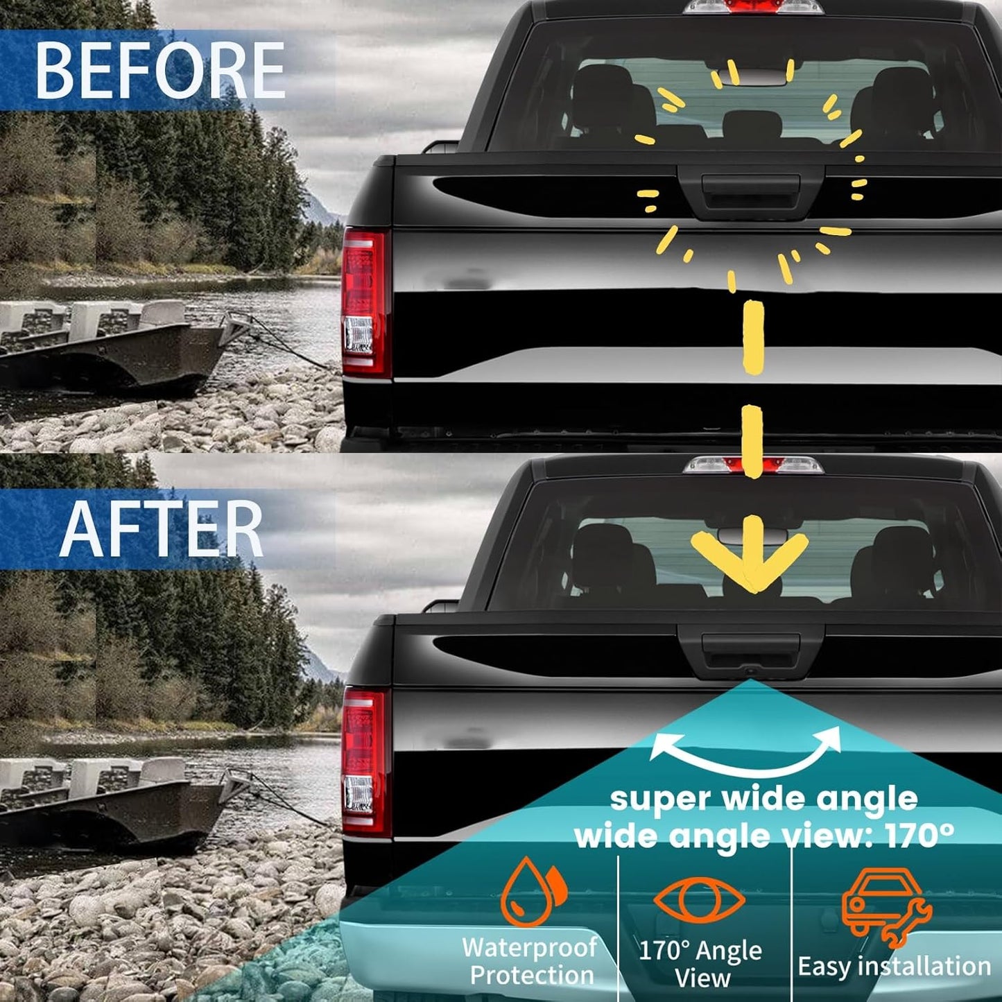 EW-T108 Tailgate Handle Backup Rear View Camera for Ford