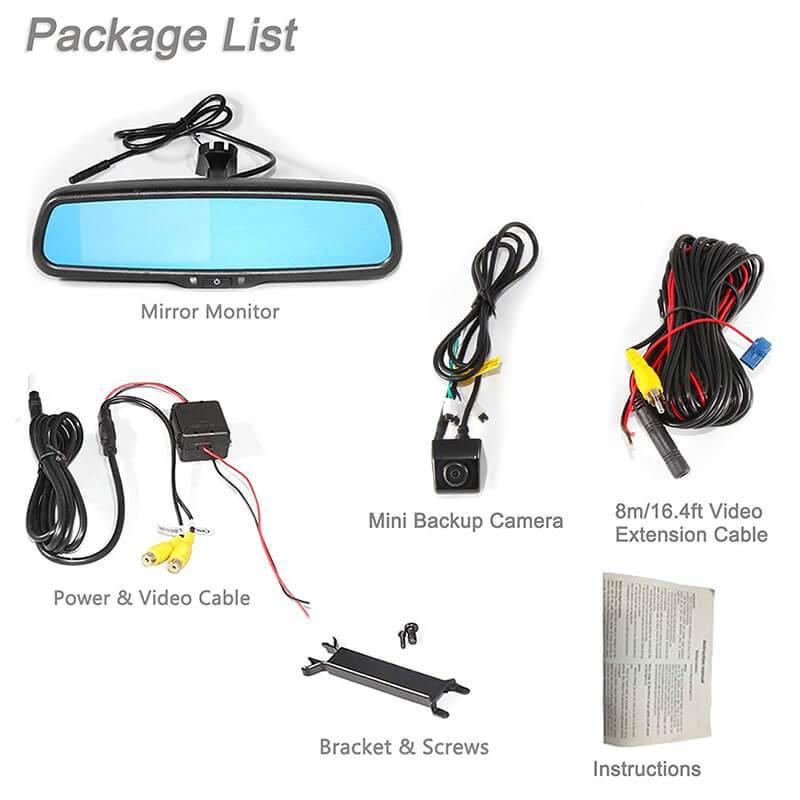 Universal Backup Camera with Mirror Monitor Kit - Ewaysafety